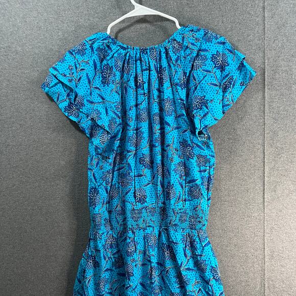 Destination 365 Short-Sleeve Midi Dress with Smo Turquoise Floral Size Small - Picture 13 of 13